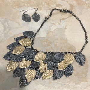 Leaf necklace & earring